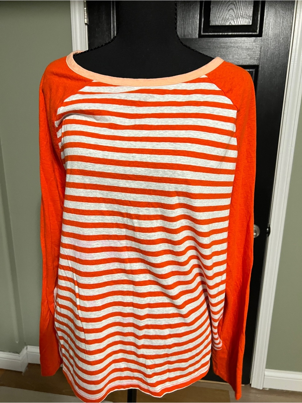 J. Crew Orange and White Striped Long-Sleeve Top